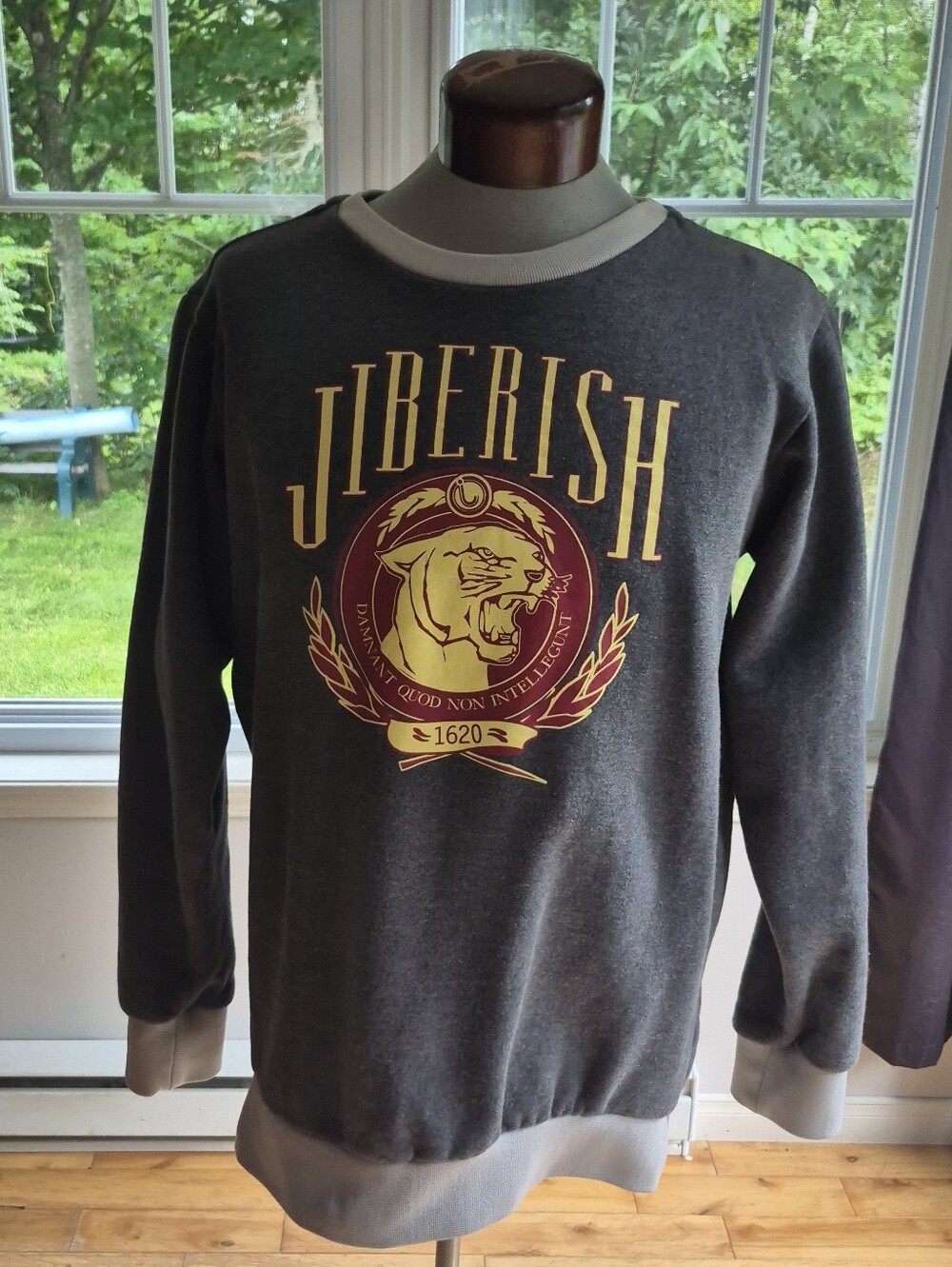 Men's Jeberish Dark Gray Crewneck Sweatshirt with Gold Crest